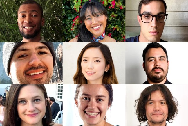 New reporters on the Los Angeles Times Fast Break Desk, by row from top left: Kenan Draughorne, Alexandra Del Rosario, Noah Goldberg, Salvador Hernandez, Summer Lin, Christian Martinez, Alexandra E. Petri, Grace Toohey and Nathan Solis. (Los Angeles Times)